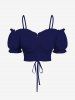 Tenue de plage hawaïenne assortie grande taille à imprimé floral hibiscus rayé pour couples - Bleu profond 