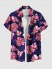 Tenue de plage hawaïenne assortie grande taille à imprimé floral hibiscus rayé pour couples - Bleu profond 