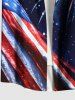 Chemise grande taille à imprimé drapeau américain patriotique et galaxie avec boutons et poches pour homme - Bleu profond S