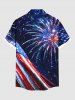 Chemise grande taille à imprimé drapeau américain patriotique et galaxie avec boutons et poches pour homme - Bleu profond 4XL