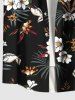 Men's Plus Size Tropical Leaf Flower Print Hawaii Button Pocket Shirt -  