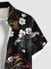 Men's Plus Size Tropical Leaf Flower Print Hawaii Button Pocket Shirt -  