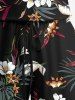 Plus Size Tropical Leaf Flower Print Hawaii Drawstring Pocket Romper -  
