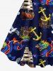 Plus Size Dragon Anchor Sailboat Bird Print Hawaii Cruise A Line Tank Dress -  