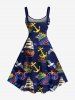 Plus Size Dragon Anchor Sailboat Bird Print Hawaii Cruise A Line Tank Dress -  