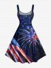 Plus Size Patriotic American Flag Fireworks Galaxy Print A Line Tank Dress -  
