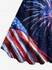 Plus Size Patriotic American Flag Fireworks Galaxy Print A Line Tank Dress -  