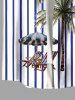 Plus Size Striped Coconut Tree Deck Chairs Parquet Print Hawaii Button Pocket Shirt For Men -  