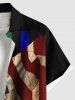 Plus Size Ink Painting Patriotic American Flag Print Button Pocket Shirt For Men -  