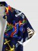 Plus Size Dragon Anchor Sailboat Bird Print Hawaii Cruise Button Pocket Shirt For Men -  