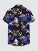 Plus Size Dragon Anchor Sailboat Bird Print Hawaii Cruise Button Pocket Shirt For Men -  