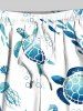 Plus Size Jellyfish Waterweed Seahorse Turtle Fish Print Hawaii Sea Creatures Drawstring Beach Shorts For Men -  