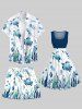 Plus Size Jellyfish Waterweed Seahorse Turtle Fish Print Hawaii Sea Creatures Drawstring Beach Shorts For Men -  