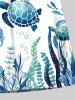Plus Size Jellyfish Waterweed Seahorse Turtle Fish Print Hawaii Sea Creatures Drawstring Beach Shorts For Men -  