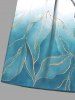 Plus Size Metallic Leaf Ombre Colorblock Print Hawaii Beach Shorts For Men -  