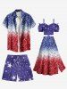 Plus Size Tie Dye Stars Print Hawaii Beach Shorts For Men -  