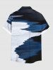 Plus Size Seacoast Colorblock Ombre Print Buttons Pocket Hawaii Shirt For Men -  