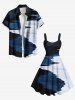Robe débardeur hawaïenne grande taille à imprimé ombré et colorblock Seacoast - Bleu 4X