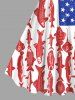 Robe débardeur grande taille à imprimé poisson et drapeau américain patriotique - Rouge S