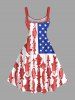 Plus Size Patriotic American Flag Fish Print Tank Dress -  