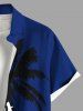 Plus Size Coconut Tree Colorblock Print Buttons Pocket Hawaii Shirt For Men -  