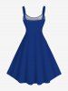 Plus Size Coconut Tree Colorblock Print Hawaii Tank Dress -  