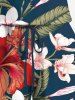 Combinaison hawaïenne cintrée grande taille à imprimé tropical, fleurs d'hibiscus et feuilles - Rouge 5X
