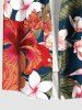 Plus Size Hibiscus Flowers Leaf Tropical Print Buttons Pocket Hawaii Shirt For Men -  