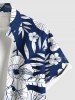 Plus Size Tropical Leaf Hibiscus Flower Print Buttons Pocket Hawaii Shirt For Men -  