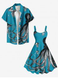 Octopus Jellyfish Print Plus Size Matching Hawaii Sea Creatures Beach Outfit For Couples -  