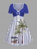 Striped Coconut Tree Deck Chairs Parquet Print Plus Size Matching Hawaii Beach Outfit For Couples -  