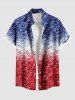 Patriotic American Flag Star Sparkling Sequin 3D Print Plus Size Matching Outfit For Couples -  