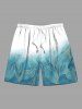 Tenue de plage hawaïenne assortie grande taille, motif feuilles tropicales ombrées, paillettes scintillantes, imprimé 3D, pour couples - Vert 
