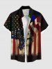 Tenue assortie grande taille avec imprimé drapeau américain patriotique et peinture à l'encre pour couples - Rouge foncé 