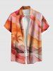 Tenue de plage hawaïenne assortie grande taille, motif ciel ombré, nuages, cocotiers, pour couples - orange clair 