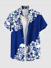 Tenue de plage hawaïenne assortie grande taille avec imprimé tropical, motif tête de mort, hibiscus, feuilles et fleurs pour couples - Bleu profond 
