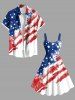 Patriotic American Flag Distressed Print Plus Size Matching Outfit For Couples -  