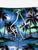 Plus Size Coconut Tree Sea Seascape Print Hawaii Drawstring Beach Shorts For Men -  