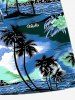 Plus Size Coconut Tree Sea Seascape Print Hawaii Drawstring Beach Shorts For Men -  