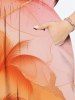 Plus Size Ombre Sky Cloud Coconut Tree Print Hawaii Split Pocket A Line Midi Dress -  