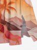 Plus Size Ombre Sky Cloud Coconut Tree Print Hawaii Split Pocket A Line Midi Dress -  