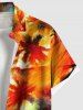Plus Size Coconut Tree Ombre Graffiti Print Hawaii Button Pocket Shirt For Men -  