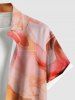 Plus Size Ombre Sky Cloud Coconut Tree Print Hawaii Button Pocket Shirt For Men -  