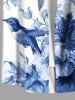 Chemise hawaïenne à poches boutonnées, imprimé floral ombré grandes tailles pour hommes - Bleu XL