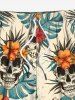 Plus Size Skulls Tropical Flowers Leaf Print Hawaii Beach Shorts For Men -  