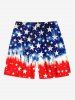 Plus Size Patriotic American Flag Tie Dye Print Beach Shorts For Men -  