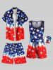 Plus Size Patriotic American Flag Tie Dye Print Beach Shorts For Men -  