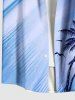 Plus Size Coconut Tree Bird Ombre Print Buttons Pocket Hawaii Shirt For Men -  