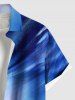 Plus Size Coconut Tree Bird Ombre Print Buttons Pocket Hawaii Shirt For Men -  