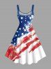 Plus Size Patriotic American Flag Distressed Print Tank Dress -  